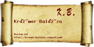 Krámer Balázs névjegykártya
