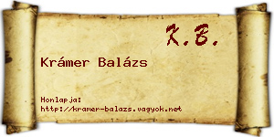 Krámer Balázs névjegykártya